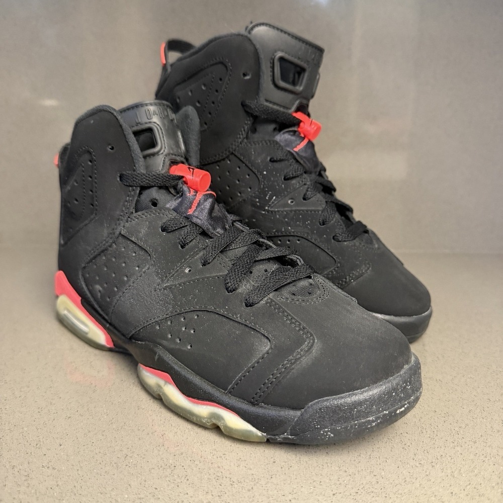 Air Jordan 6 Retro Infrared 2014 Black Varsity Red 384665-023 GS Size 7Y 8.5W